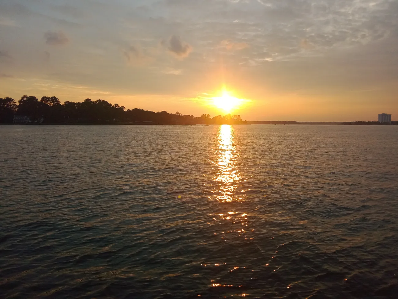 Sunset over Lake Conroe at Sunset Shores RV Park