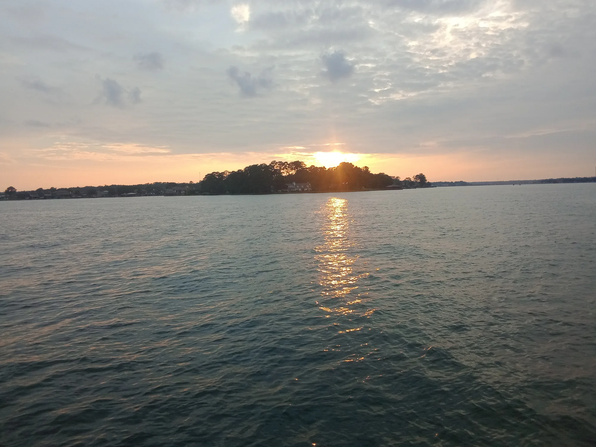 Sunset over Lake Conroe at Sunset Shores RV Park